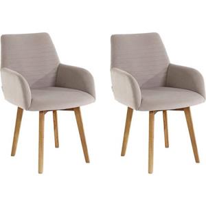 OTTO products Stoel met armleuningen Alessja Bekleding van microvezel, frame van eiken massief hout (set, 2 stuks)
