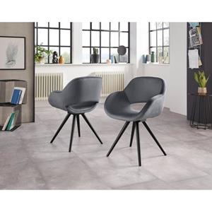 INOSIGN Stoel met armleuningen Aurora Frame van massief beukenhout in zwart gelakt (set, 2 stuks)