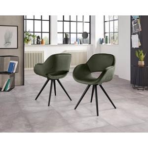 INOSIGN Stoel met armleuningen Aurora Frame van massief beukenhout in zwart gelakt (set, 2 stuks)