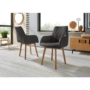 Premium collection by Home affaire Stoel met armleuningen Brest Bekleding van leer of microvezel, frame is eiken massief hout geolied (set, 2 stuks)