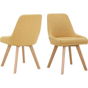 INOSIGN Eetkamerstoel Dilla afzonderlijk en in set van 2 verkrijgbaar, overtrekstof van gemakkelijk te onderhouden weefstof en massief eikenhouten poten, zithoogte 48 cm (set)