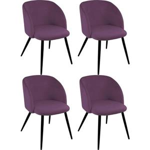 Paroli Stoel met armleuningen Dali (set van 2 of 4), met velours-overtrek en in 2 framekleuren (set)