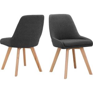 INOSIGN Eetkamerstoel Dilla afzonderlijk en in set van 2 verkrijgbaar, overtrekstof van gemakkelijk te onderhouden weefstof en massief eikenhouten poten, zithoogte 48 cm (set)