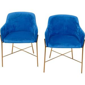 INOSIGN Stoel Fauteuil met frame van stalen buis, goudkleur, kuipzitting gevuld met schuimstof, veloursovertrek (set, 2 stuks)