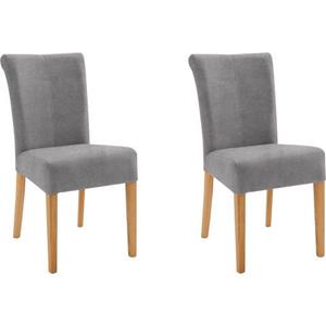 Home affaire Stoel met 4 poten Barcelona Stoelpoten van massief hout, zacht verdikte zitting en rugleuning (set, 2 stuks)