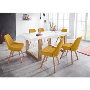 INOSIGN Eetkamerstoel Dilla afzonderlijk en in set van 2 verkrijgbaar, overtrekstof van gemakkelijk te onderhouden weefstof en massief eikenhouten poten, zithoogte 48 cm (set)