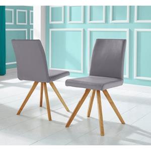 Home affaire Kuipstoel Rio Bekleding in imitatieleer of structuurstof en het frame is eiken massief hout geolied (set, 2 stuks)
