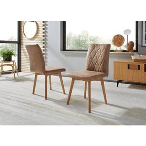 Home affaire Eetkamerstoel Brest Frame van eiken massief hout geolied (set, 2 stuks)