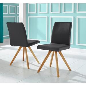 Home affaire Kuipstoel Rio Bekleding van imitatieleer of structuurstof en het frame is geolied eiken (set, 2 stuks)