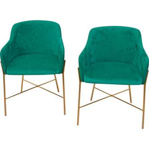 INOSIGN Stoel Fauteuil met frame van stalen buis, goudkleur, kuipzitting gevuld met schuimstof, veloursovertrek (set, 2 stuks)