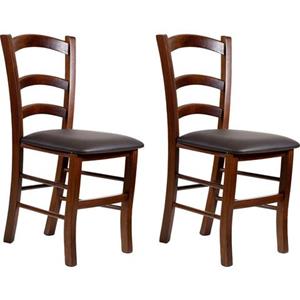 Home affaire Stoel Super Paesana Massief beukenhout overtrokken met kunstleer (set, 2 stuks)