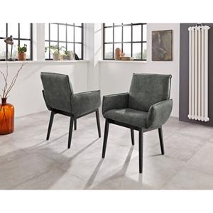 Premium collection by Home affaire Stoel met armleuningen Model 6 Bekleding van microvezel of leer en het frame is massief beukenhout in zwart gelakt (set, 2 stuks)