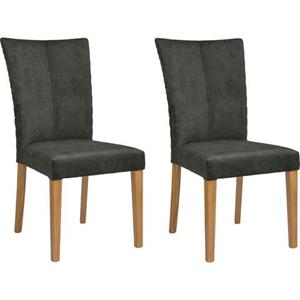 Leonique Eetkamerstoel Vence met ruitstiksel in de rugleuning, poten van massief eiken (set, 2 stuks)