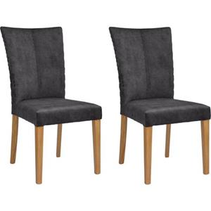 Leonique Eetkamerstoel Vence met ruitstiksel in de rugleuning, poten van massief eiken (set, 2 stuks)