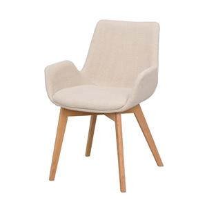 Rowico Home Drimsdale gestoffeerde eetkamerstoel beige - eikenhouten onderstel