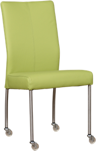 ShopX Leren eetkamerstoel comfort met wieltjes 144 groen, groen leer, groene keukenstoelen