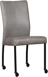 ShopX Leren eetkamerstoel comfort met wieltjes 888 grijs, grijs leer, grijze keukenstoelen