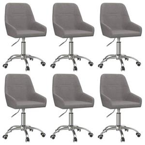 VidaXL Eetkamerstoelen draaibaar 6 st stof donkergrijs