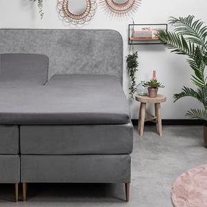 Fresh & Co Splittopper Hoeslaken Flanel Kleur: Antraciet, 180 x 210/220