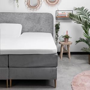 Fresh & Co Splittopper Hoeslaken Flanel Kleur: Wit, 200 x 210/220 cm