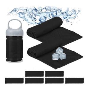 RELAXDAYS 8 x Kühlendes Handtuch in Schwarz schwarz