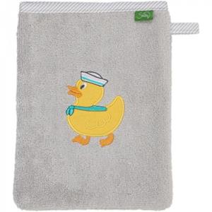 Smithy Waschhandschuh Pastellflausch Ente hellgrau 16 x 21 cm Handtücher