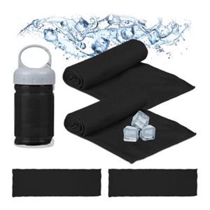 RELAXDAYS 4 x Kühlendes Handtuch in Schwarz schwarz