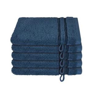 Schiesser Frottier-Set Milano, 5x Waschhandschuh dunkelblau Gr. 16 x 22
