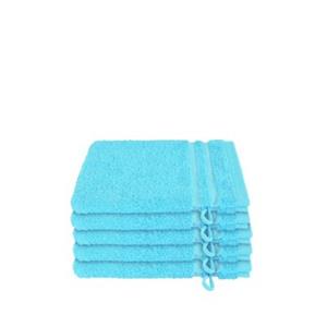 Schiesser Frottier-Set Milano, 5x Waschhandschuh türkis Gr. 16 x 22