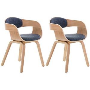 CLP 2er Set Stühle Kingston Stoff Natura/blau