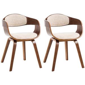 CLP 2er Set Stühle Kingston Stoff Walnuss/creme