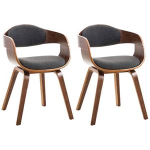 CLP 2er Set Stühle Kingston Stoff Walnuss/dunkelgrau