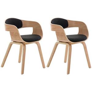 CLP 2er Set Stühle Kingston Stoff Natura/dunkelgrau
