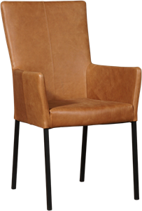ShopX Leren eetkamerstoel daily met armleuning 217 bruin, bruin leer, bruine keukenstoelen