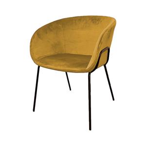 Industrielemeubelshop Eetkamerstoel Portland Velvet Goudgeel