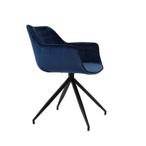 Industrielemeubelshop Eetkamerstoel Jaimy velvet donkerblauw