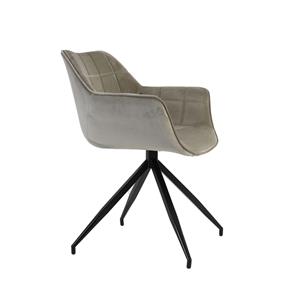 Industrielemeubelshop Eetkamerstoel Jaimy velvet lichtgrijs