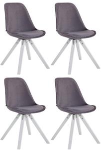CLP Set van 4 eetkamerstoelen Toulouse Vierkant Frame Wit Fluweel