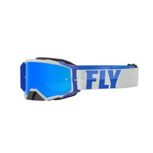 FLY Racing Zone Pro Goggle Grey Blue W Sky Blue Mirror Smoke Lens