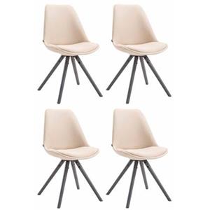 CLP Set van 4 eetkamerstoelen Toulouse Grijs Rond Frame Stof