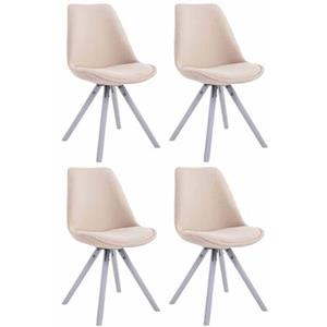 CLP Set van 4 eetkamerstoelen Toulouse Wit Rond Frame Stof