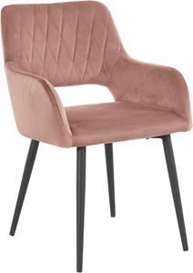 Leonique Eetkamerstoel Franca Zitplaats in fluweel, rugleuning met ruitstepping, zithoogte 48 cm (set)