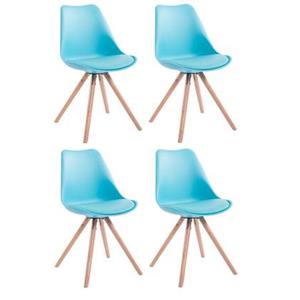 CLP Set van 4 eetkamerstoelen Toulouse Natura Rond Frame Kunstleer