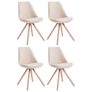 CLP Set van 4 eetkamerstoelen Toulouse Natura (Eik) Rond Frame Stof