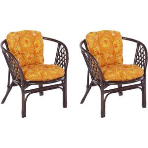 Home affaire Rotanstoel Rotanfauteuil in een set van 2 van rotan en bijpassende kussens, breedte 66 cm