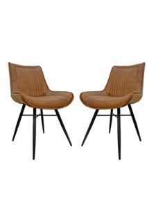 Industrielemeubelshop Eetkamerstoel Denver cognac polyester | set van 2