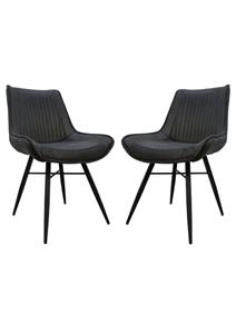 Industrielemeubelshop Eetkamerstoel Denver grijs polyester | set van 2