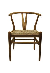 Industrielemeubelshop Eetkamerstoel Delilah naturel teak/bananenblad