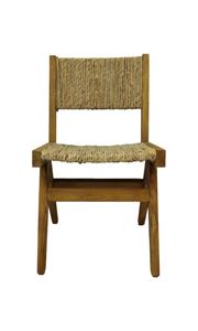 Industrielemeubelshop Eetkamerstoel Daisy naturel taek/bananenblad