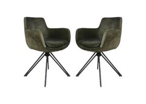 Industrielemeubelshop Eetkamerstoel Phoenix jungle groen velours | set van 2